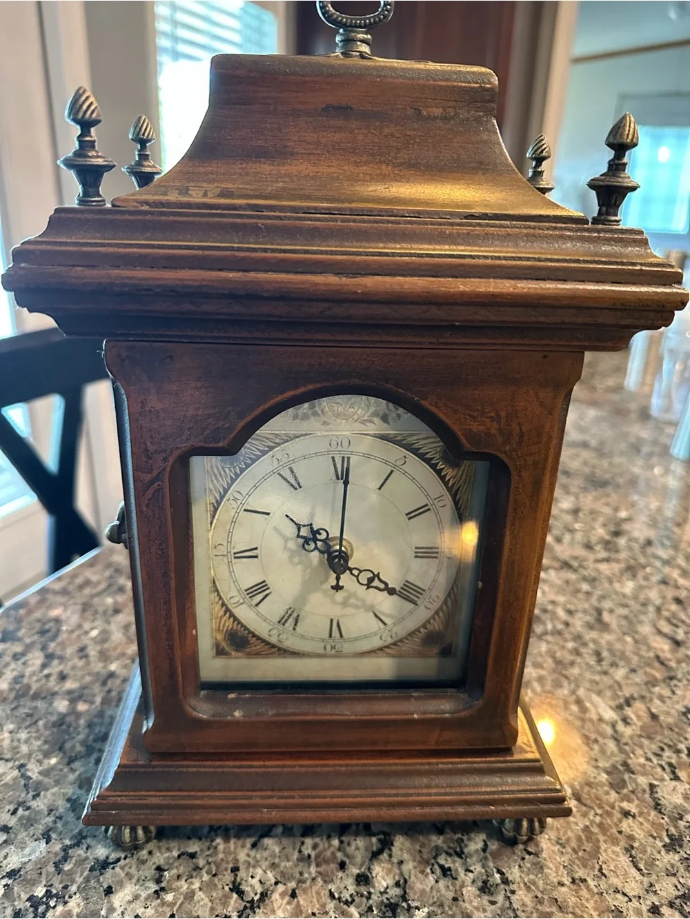 Vintage Wood Brass Mantel Clock